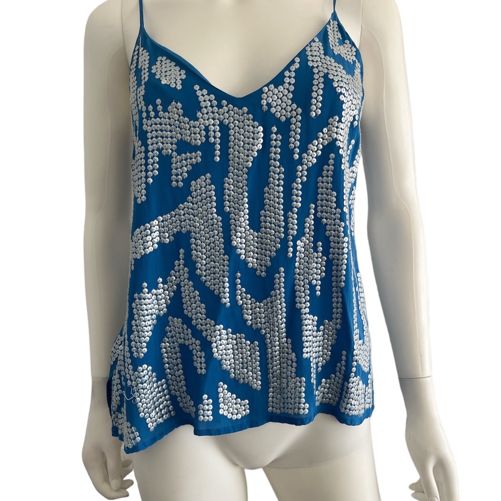 Madison Marcus sequin silk camisole top adjustable straps‎